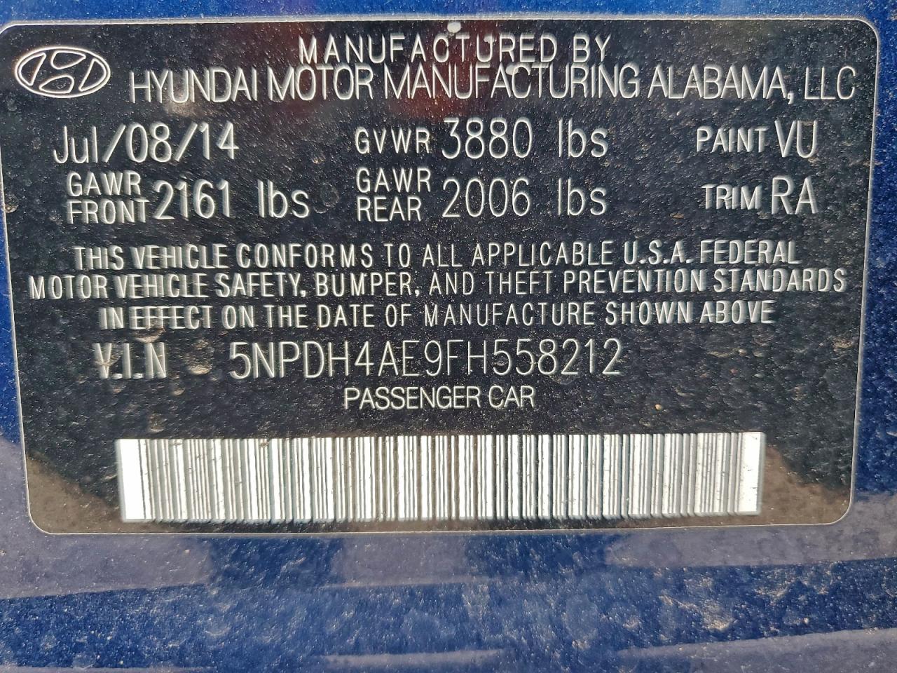 2015 HYUNDAI ELANTRA SE photo 12