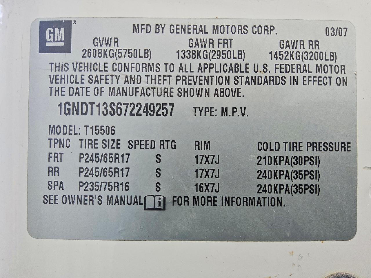 2007 CHEVROLET TRAILBLAZER LS photo 14