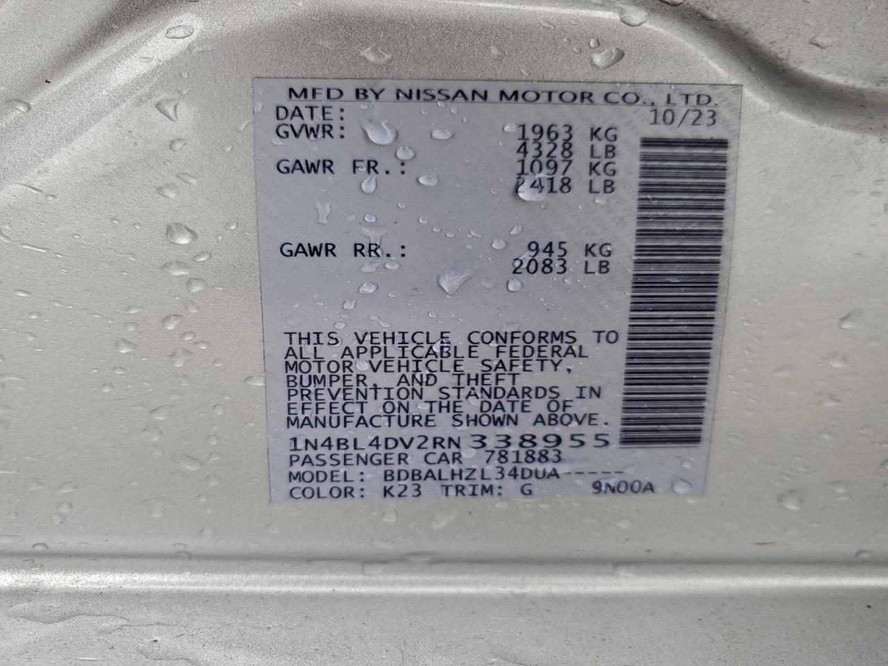 2024 NISSAN ALTIMA SV photo 25