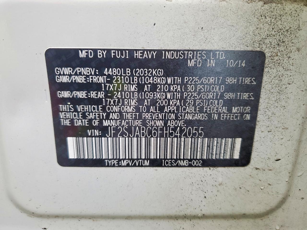 2015 SUBARU FORESTER 2.5I photo 13