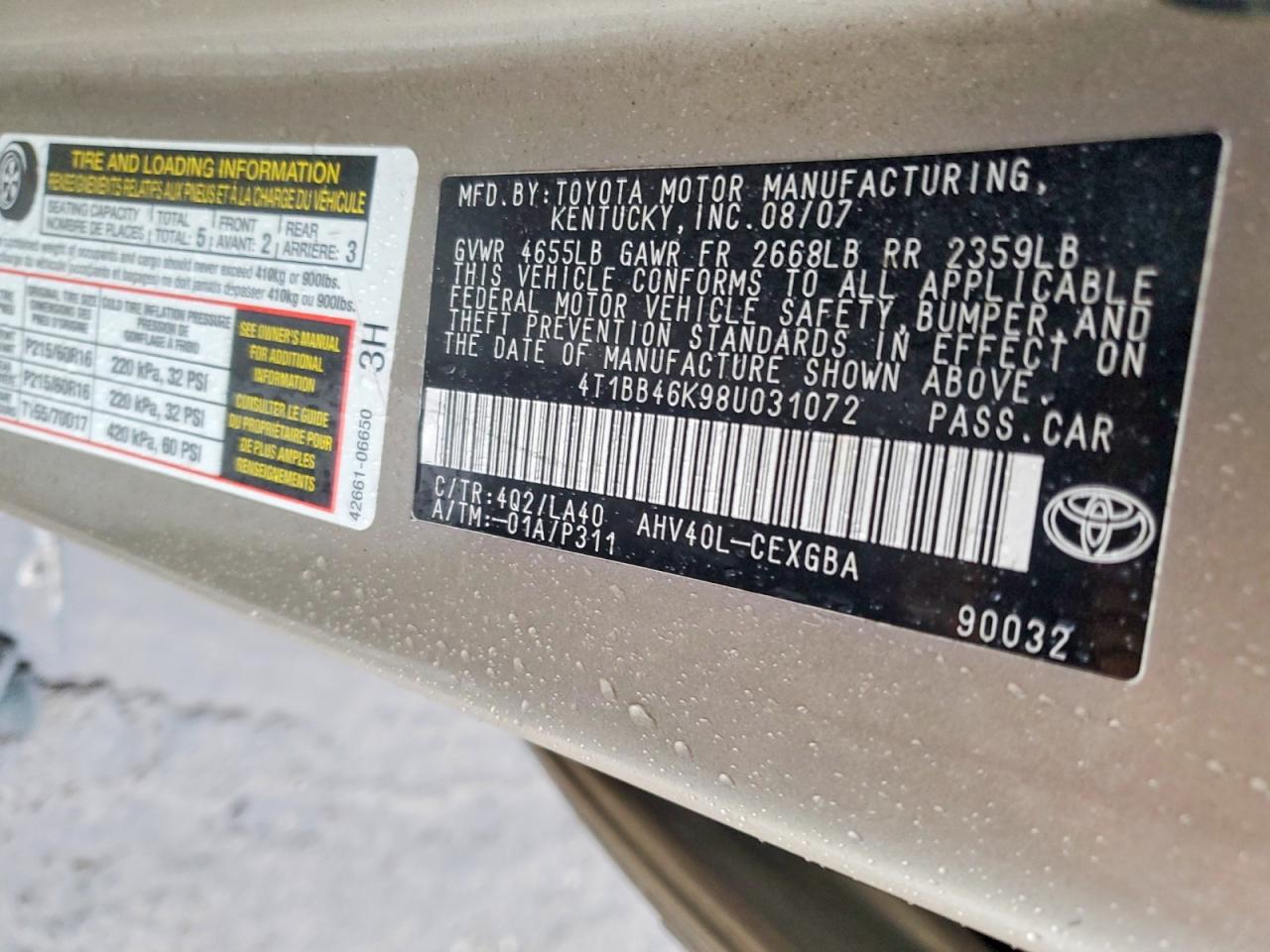 2008 TOYOTA CAMRY HYBRID photo 12