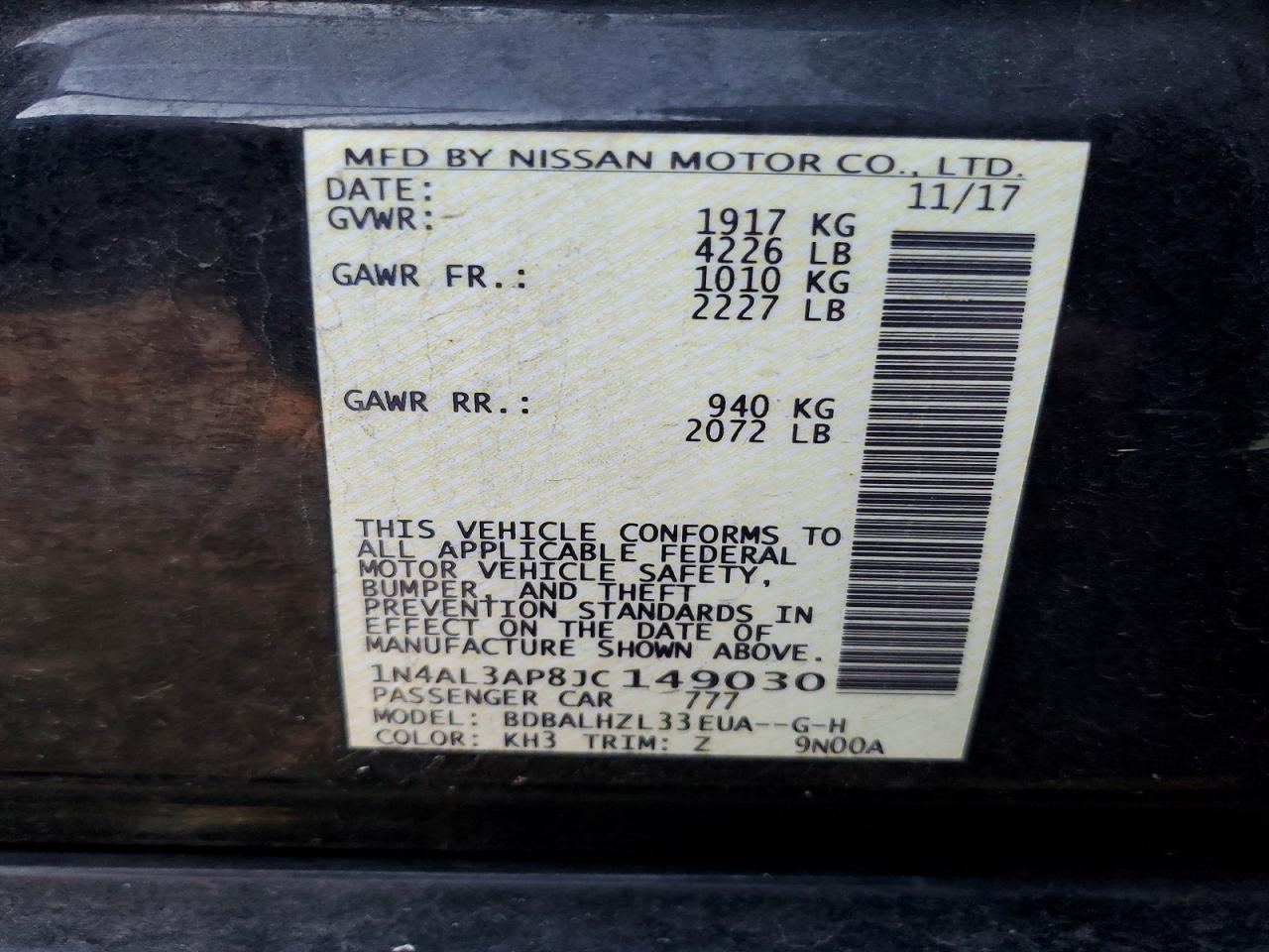 2018 NISSAN ALTIMA 2.5 photo 12