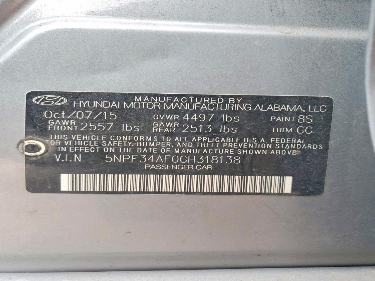 2016 HYUNDAI SONATA SPORT photo 13