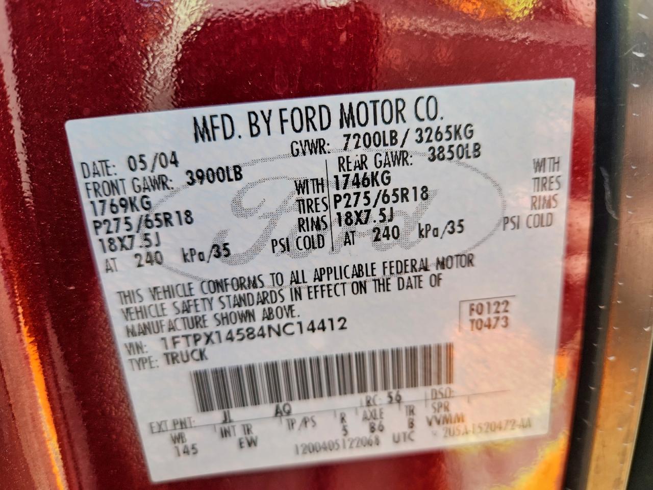 2004 FORD F150 photo 12