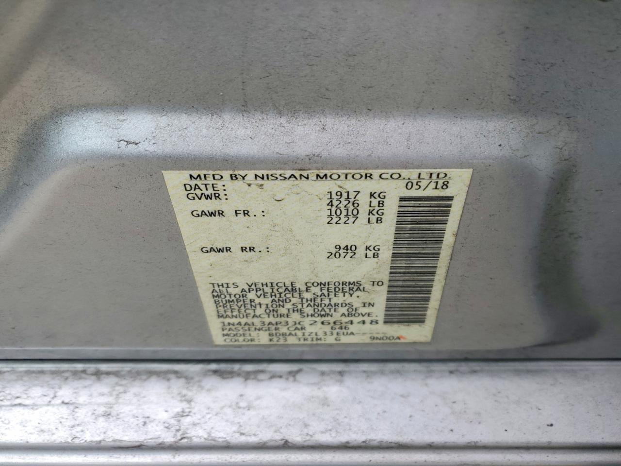 2018 NISSAN ALTIMA 2.5 photo 12