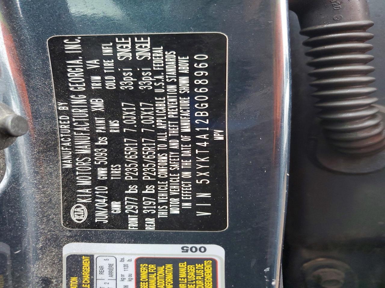 2011 KIA SORENTO BASE photo 12