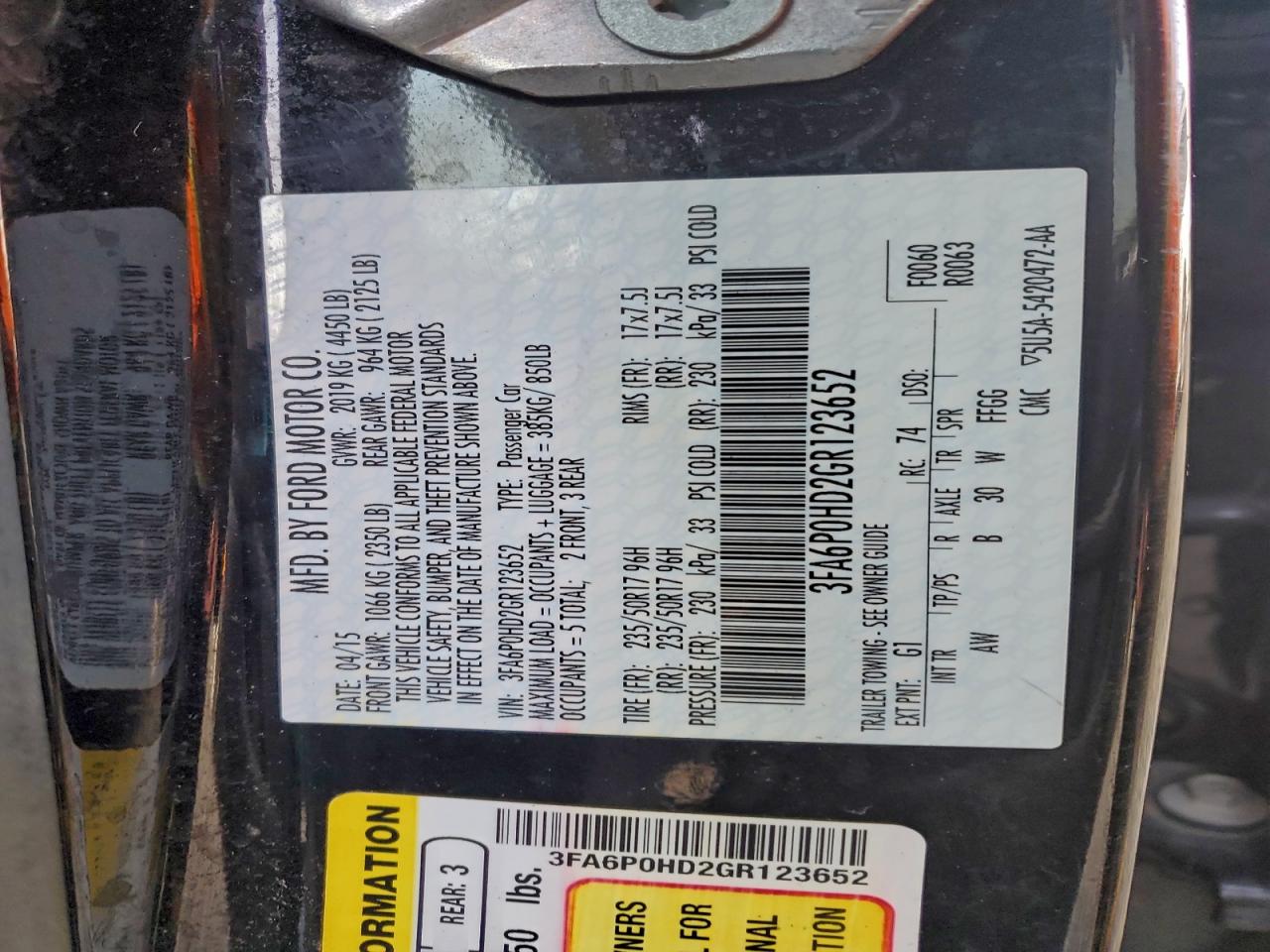 2016 FORD FUSION SE photo 12