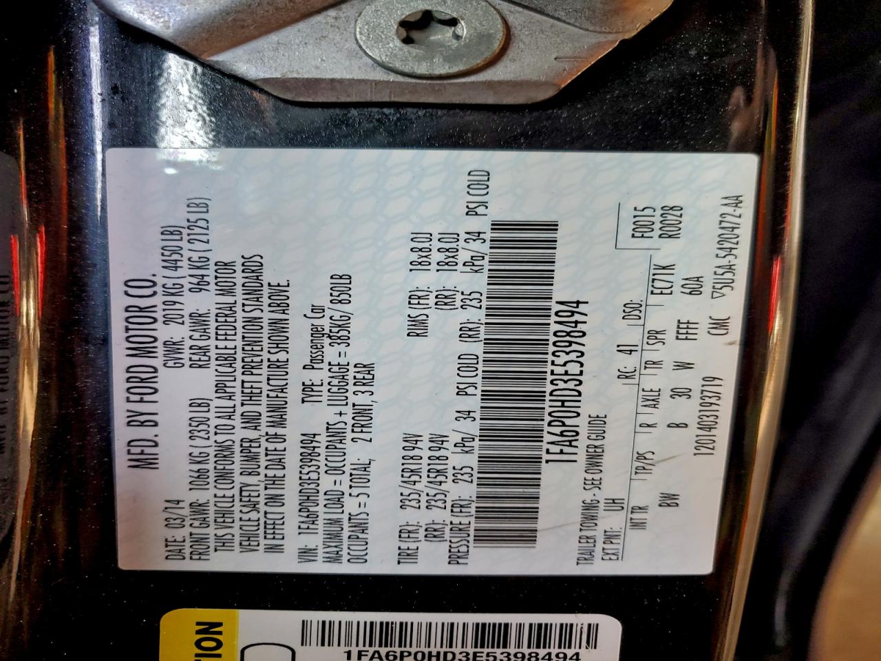 2014 FORD FUSION SE photo 12