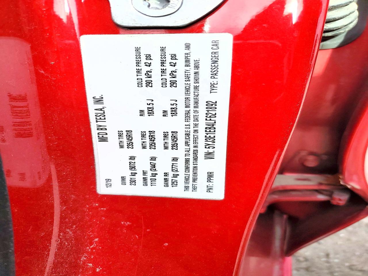 2020 TESLA MODEL 3 photo 12