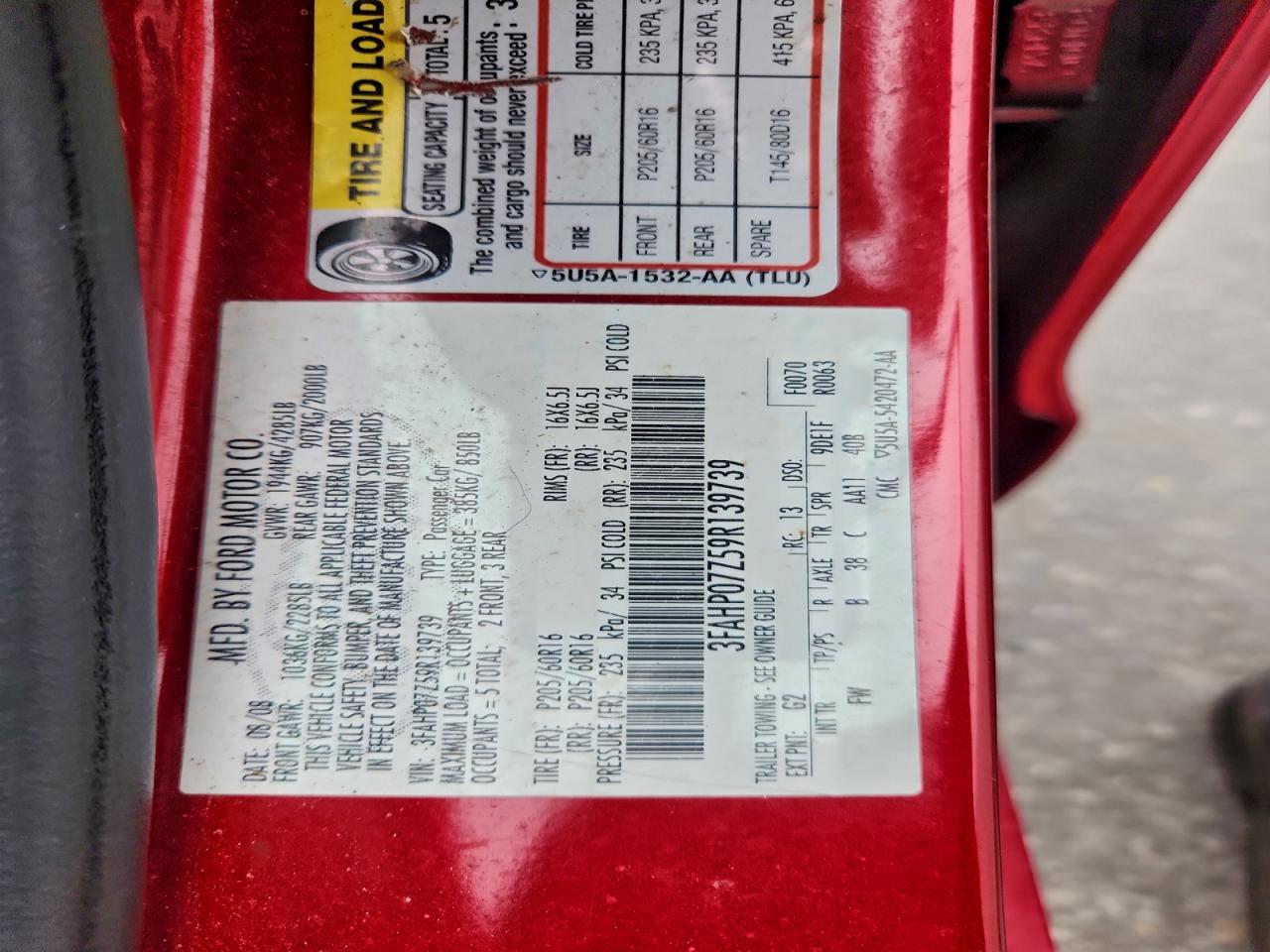 2009 FORD FUSION SE photo 12