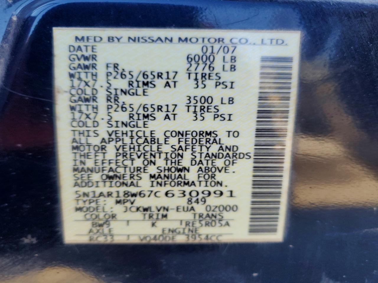 2007 NISSAN PATHFINDER LE photo 25