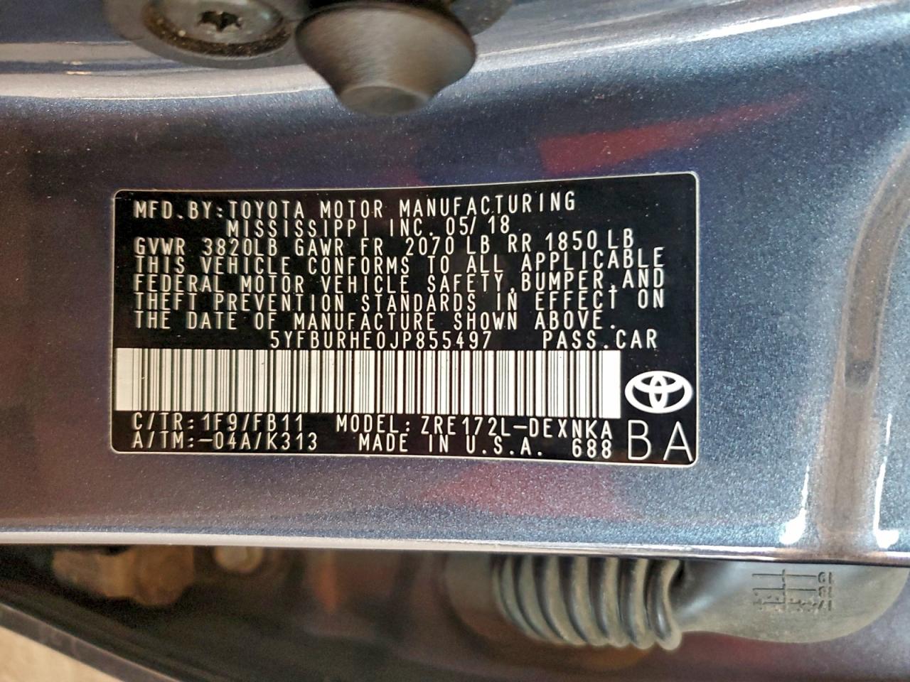 2018 TOYOTA COROLLA L photo 12