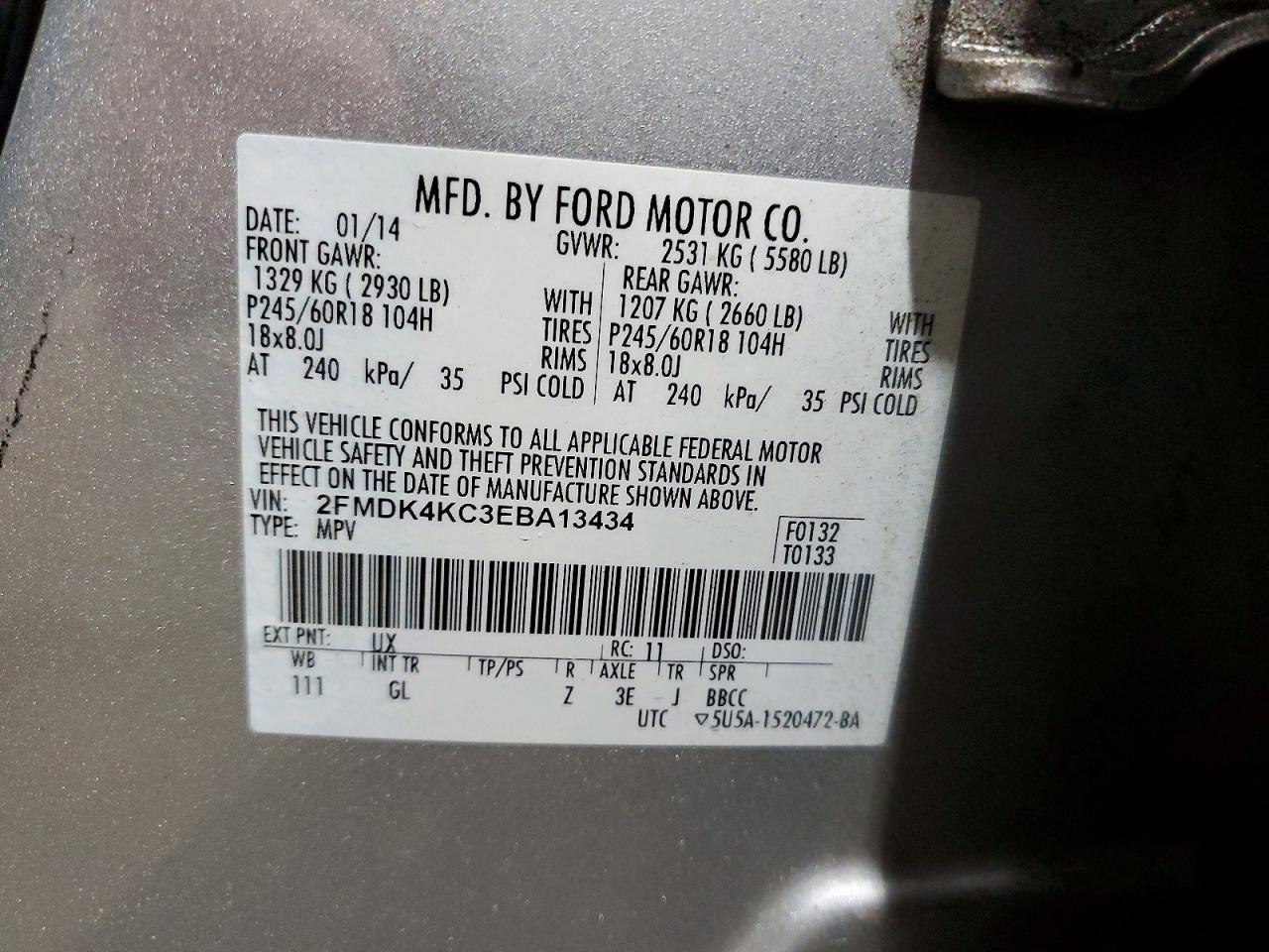 2014 FORD EDGE LIMITED photo 14