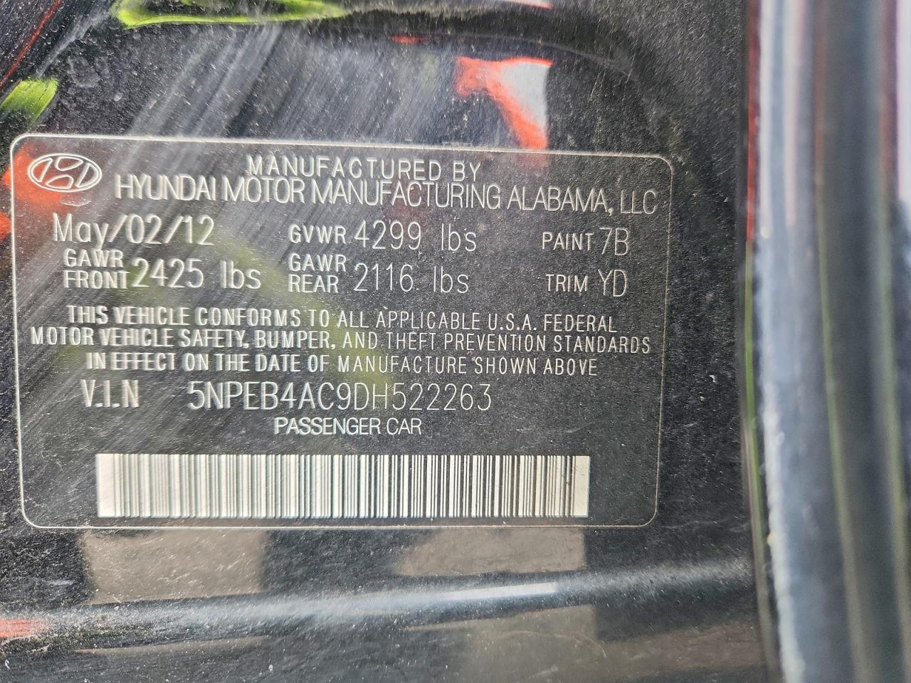 2013 HYUNDAI SONATA GLS photo 12