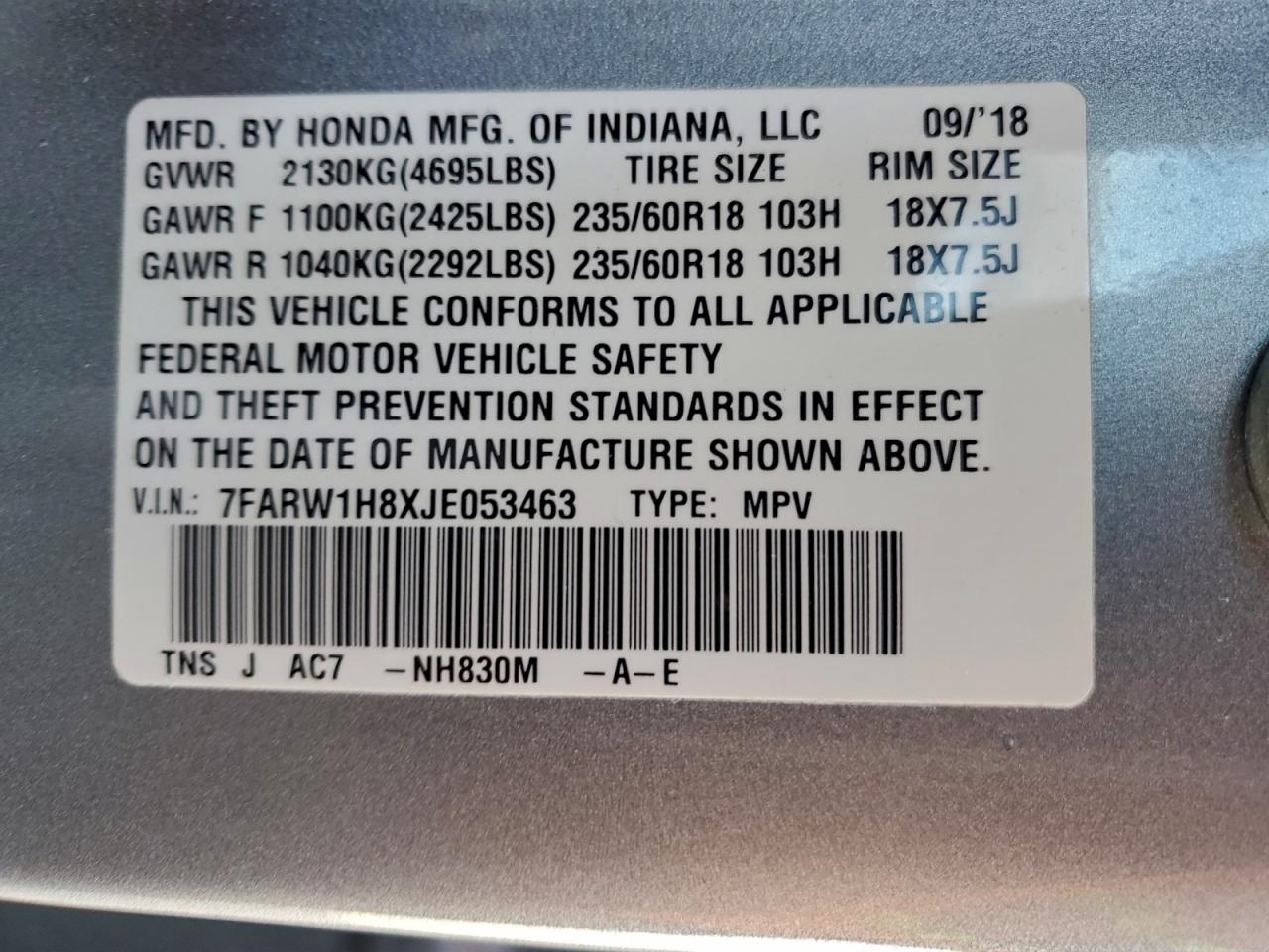 2018 HONDA CR-V EXL photo 13