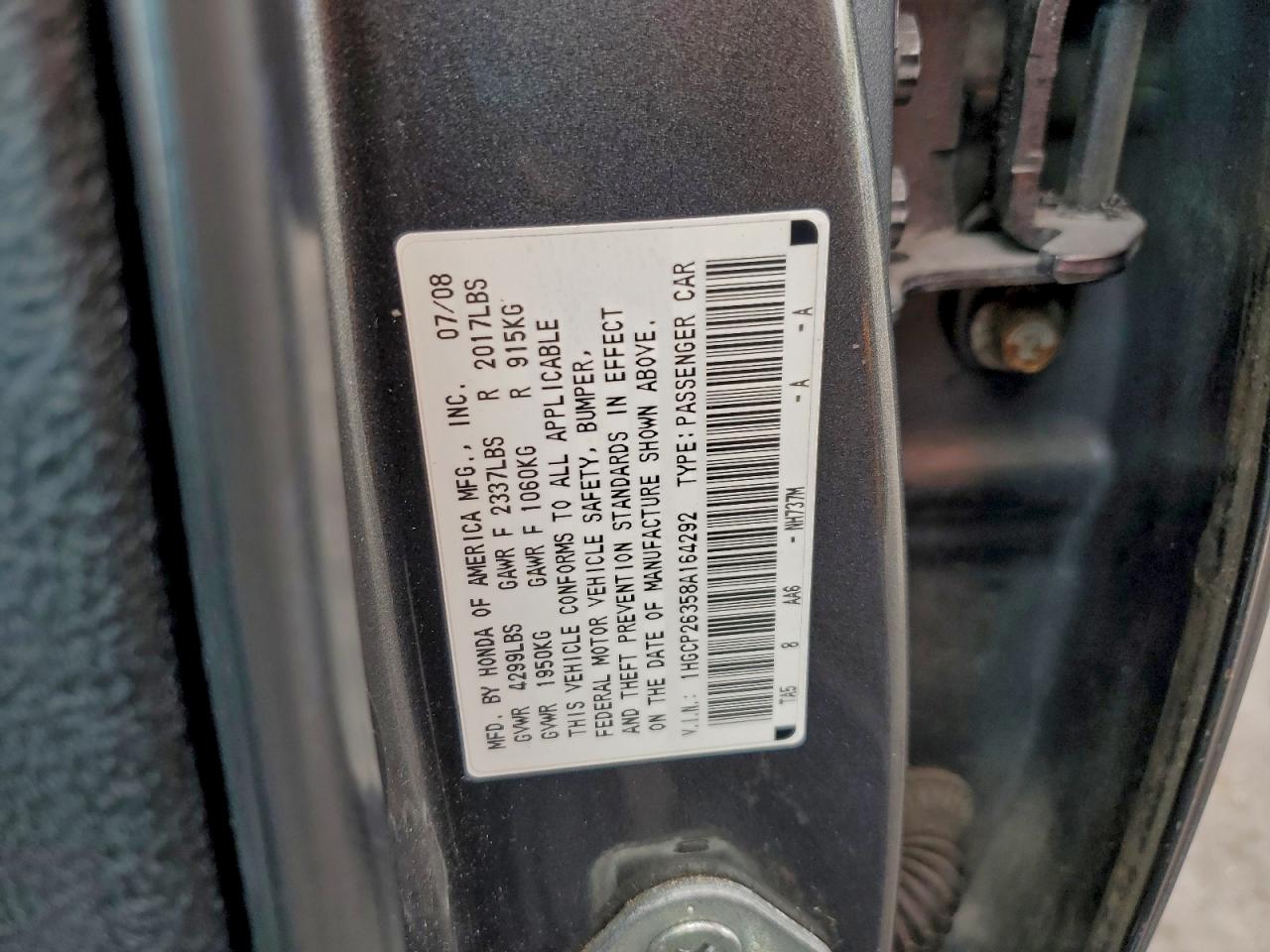 2008 HONDA ACCORD LX photo 12