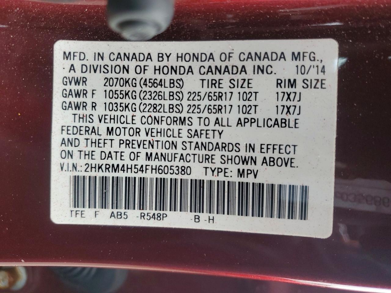2015 HONDA CR-V EX photo 13