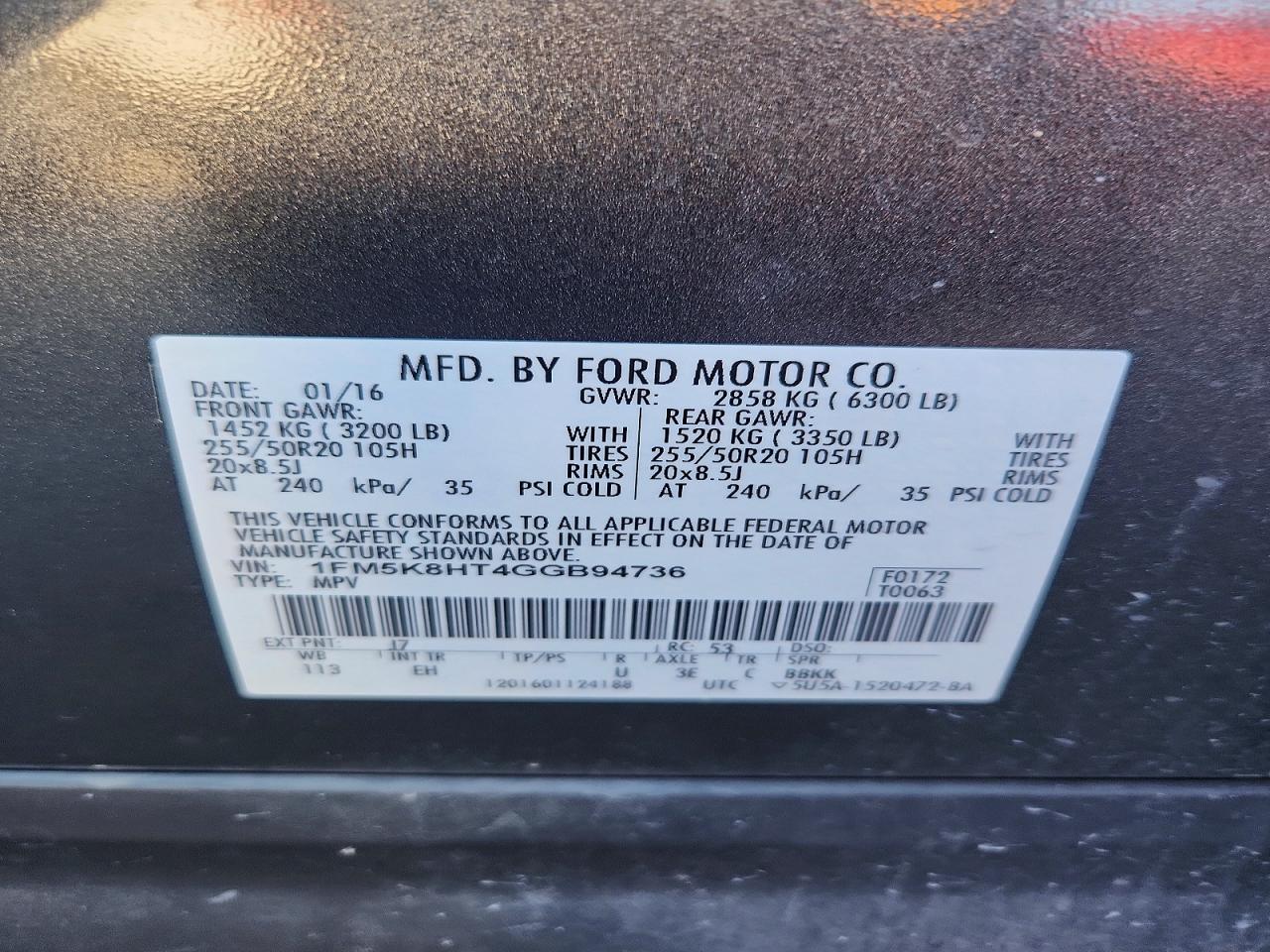 2016 FORD EXPLORER PLATINUM photo 13