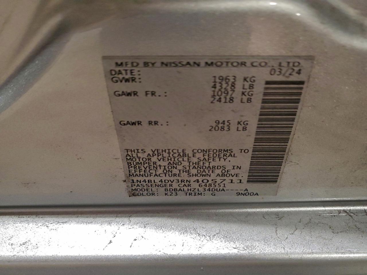 2024 NISSAN ALTIMA SV photo 12