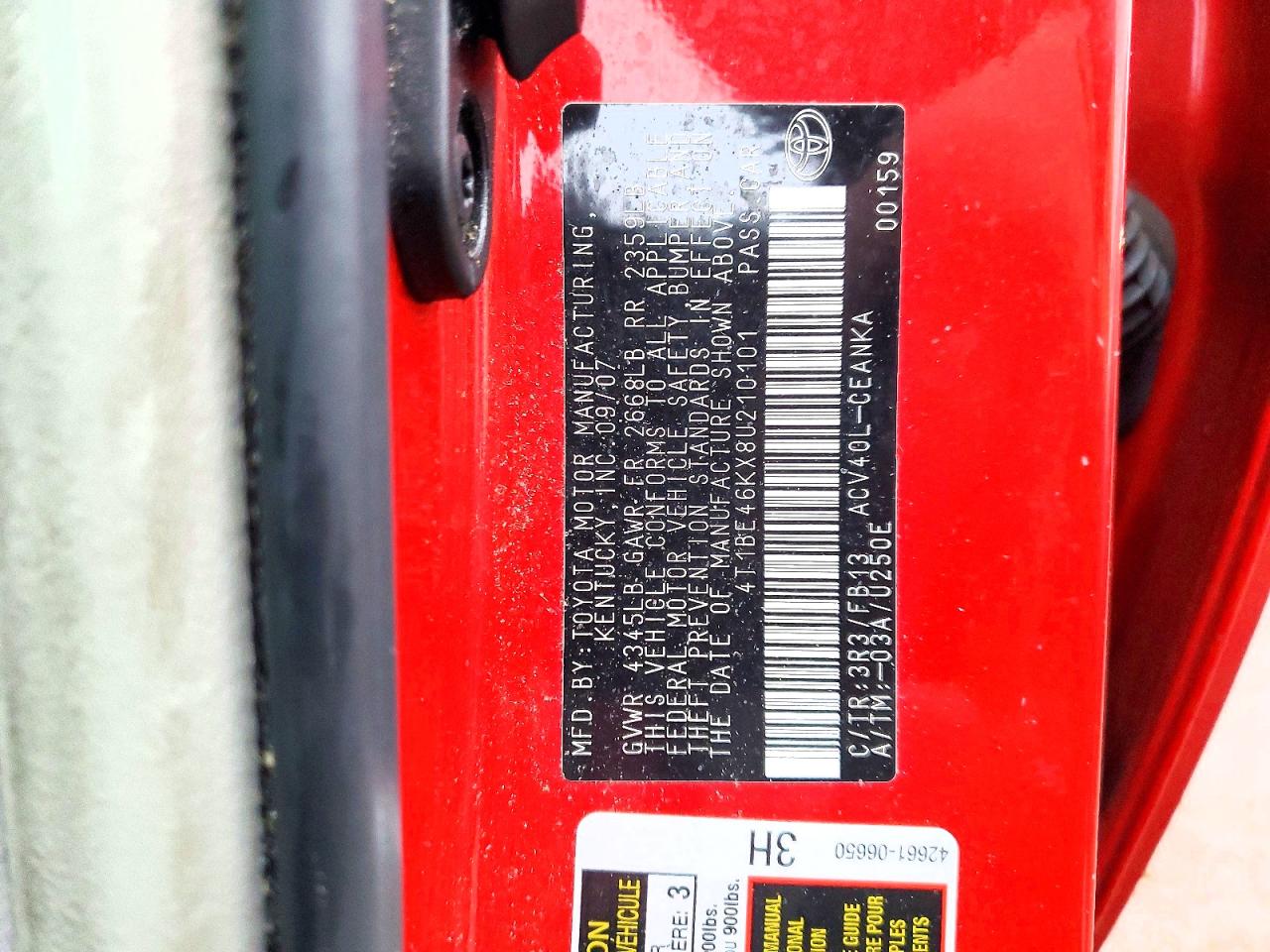 2008 TOYOTA CAMRY CE photo 12
