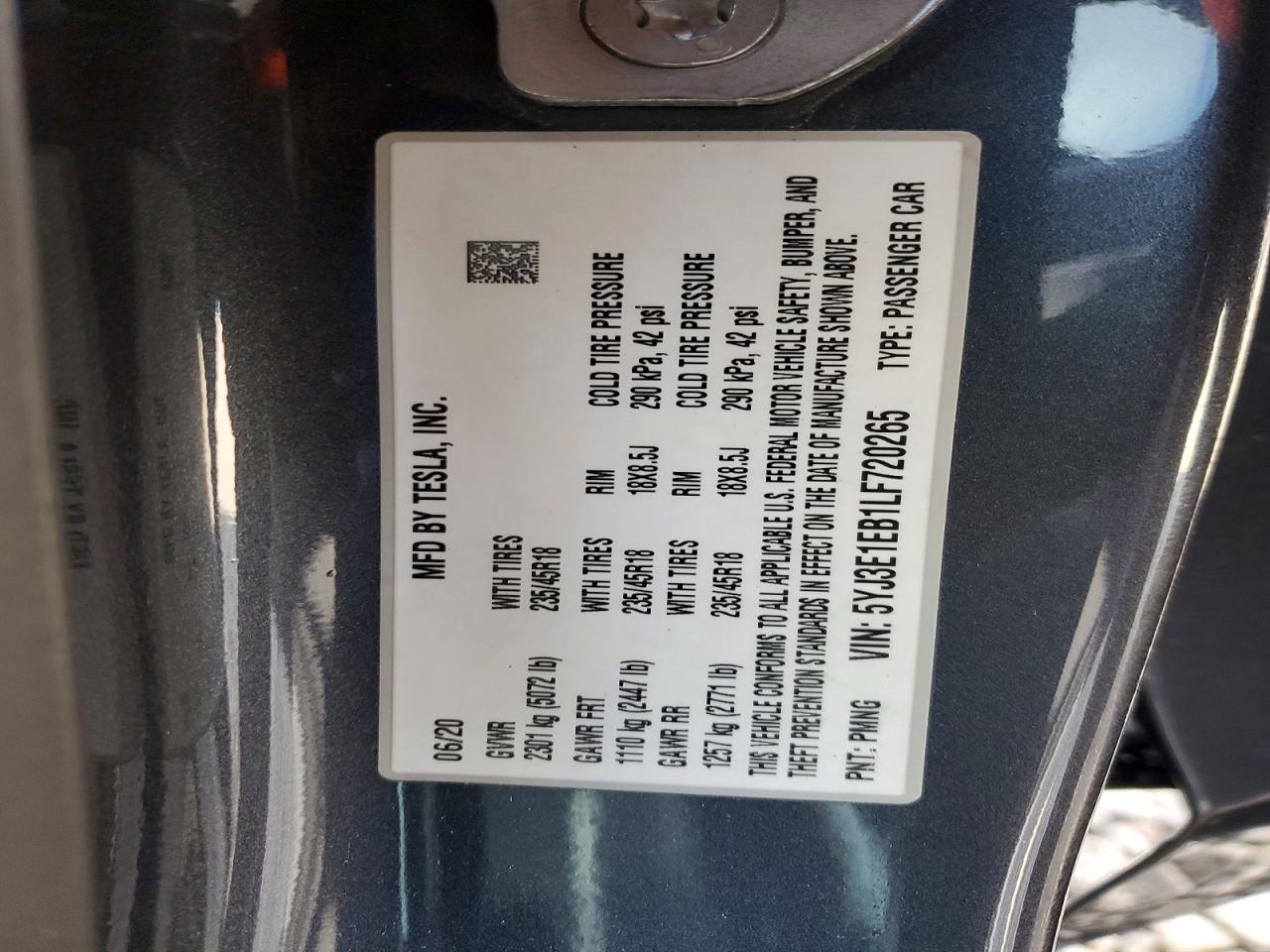 2020 TESLA MODEL 3 photo 13