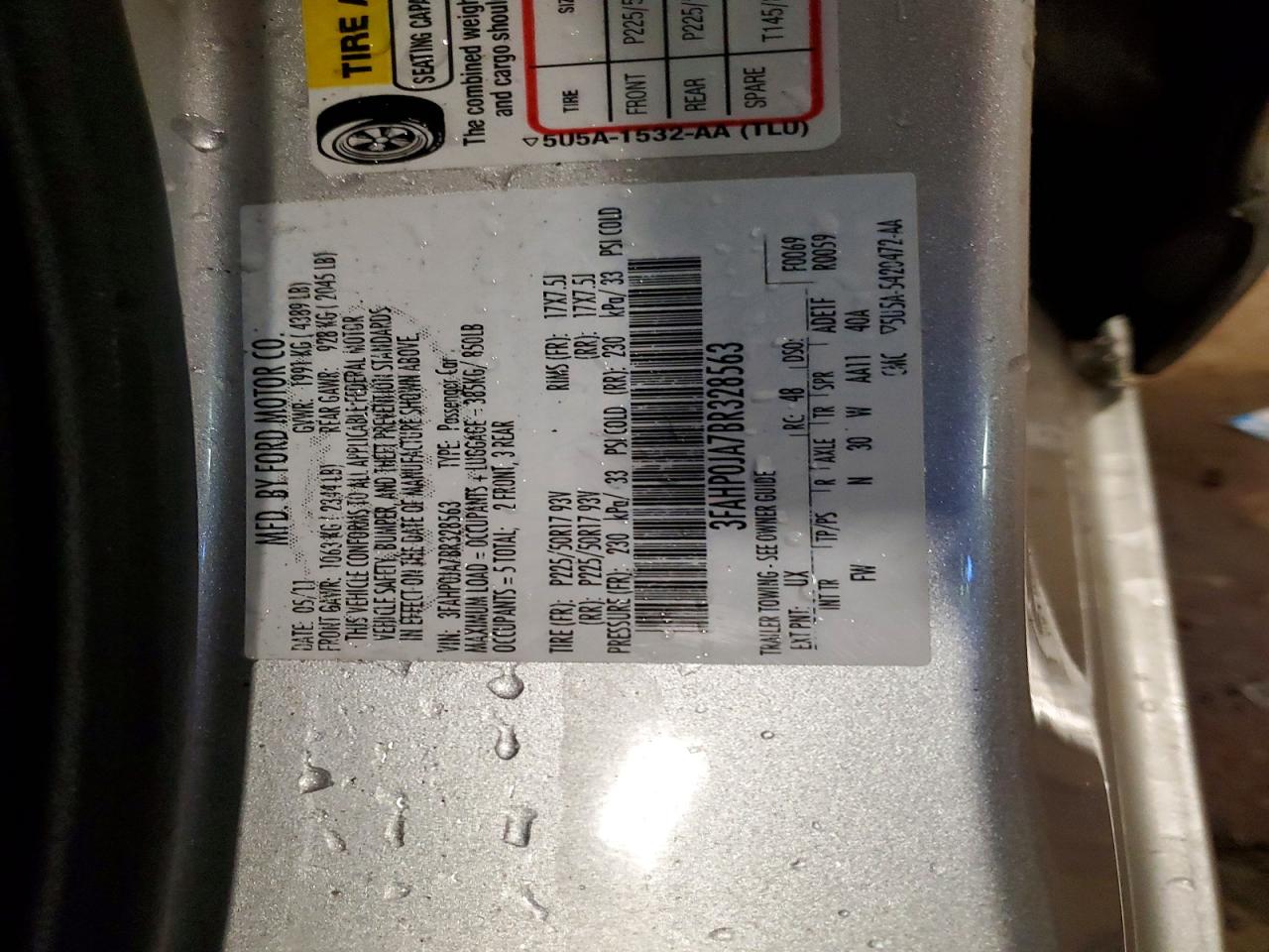 2011 FORD FUSION SEL photo 12