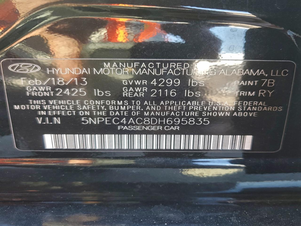 2013 HYUNDAI SONATA SE photo 13