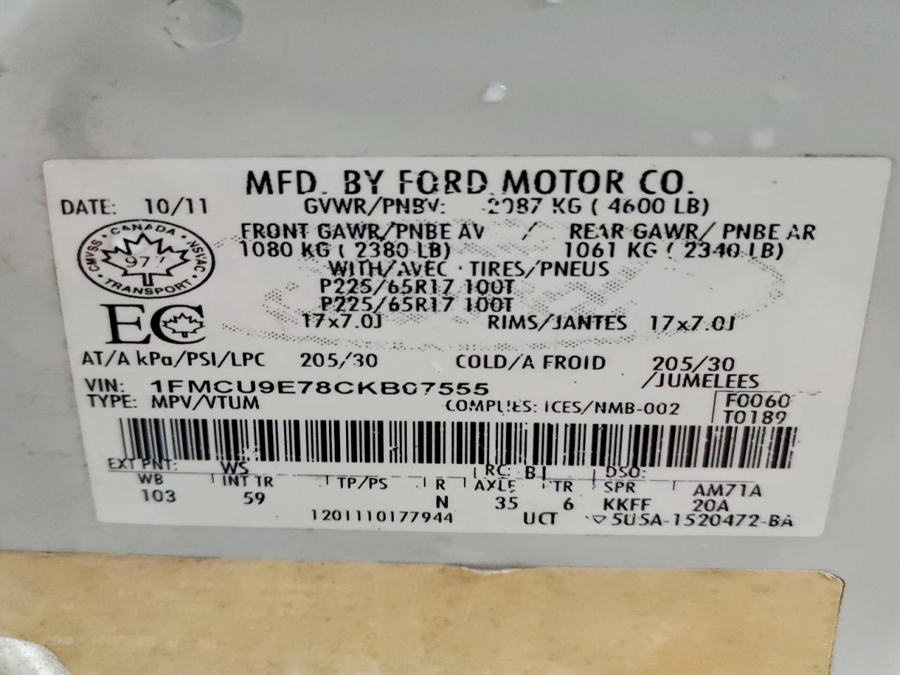 2012 FORD ESCAPE LIMITED photo 13