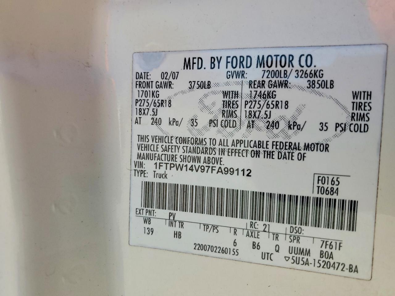 2007 FORD F150 SUPERCREW photo 12