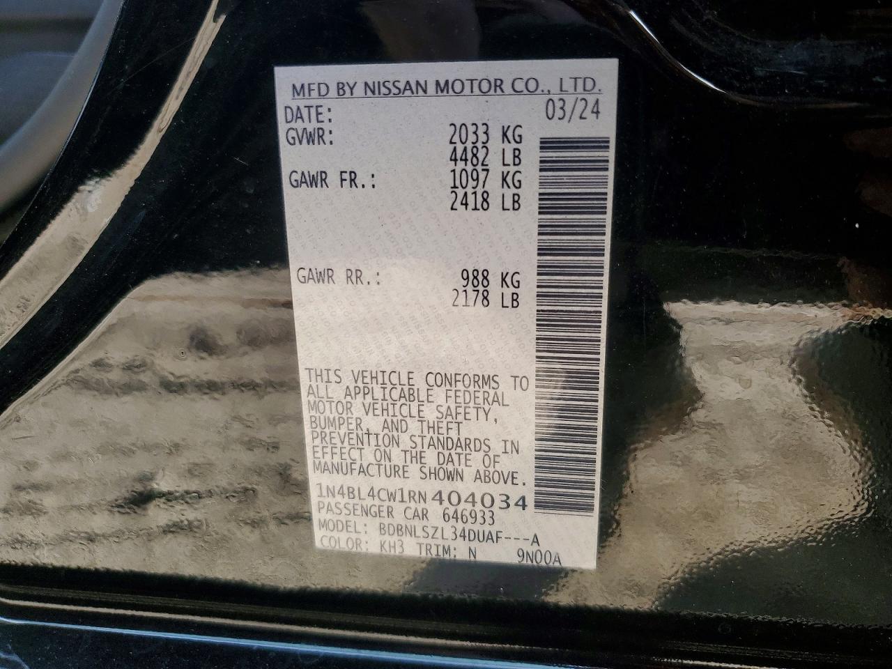2024 NISSAN ALTIMA SR photo 12