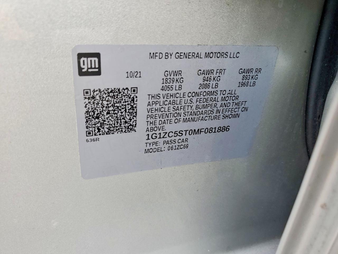 2021 CHEVROLET MALIBU LS photo 12