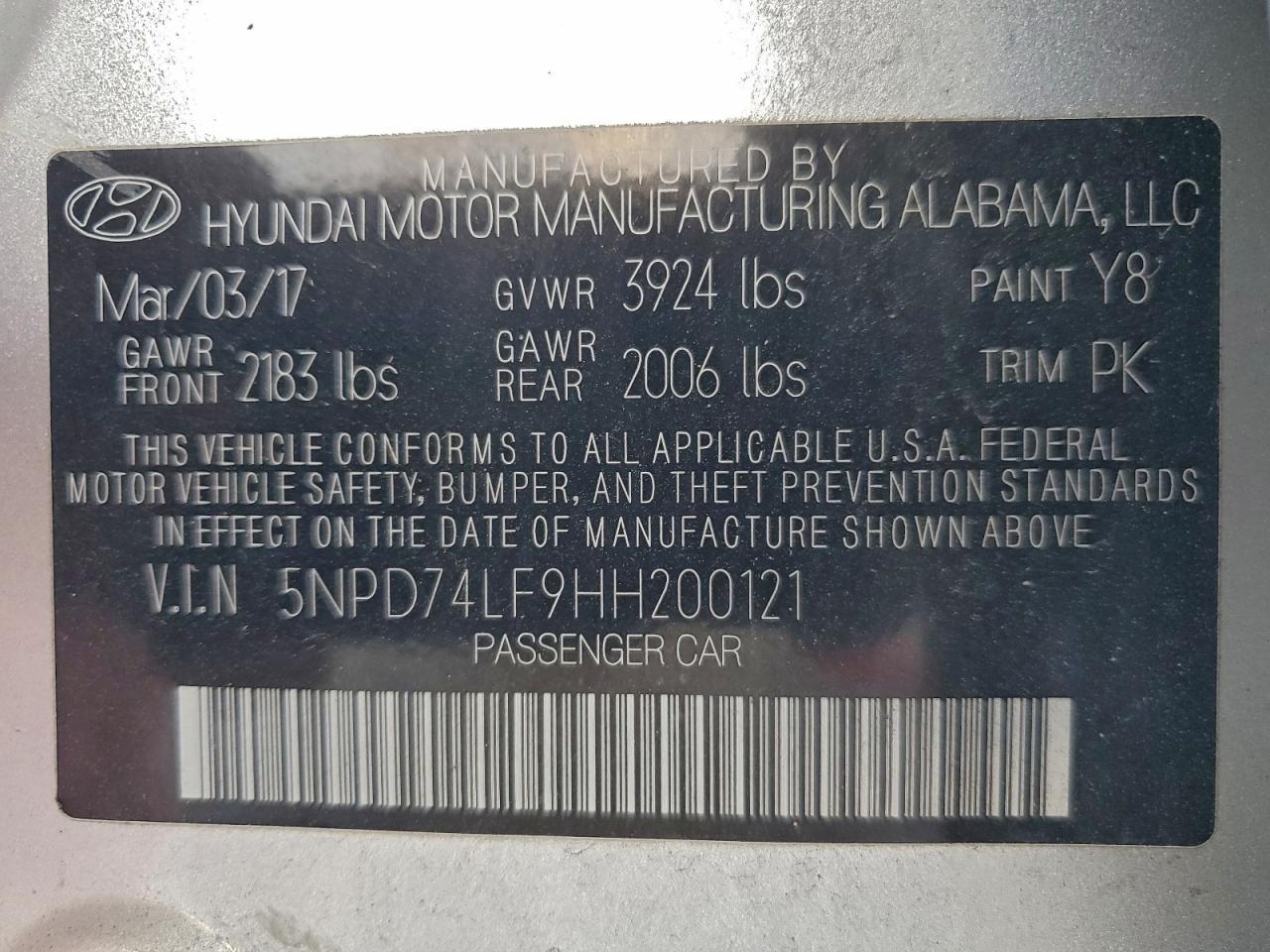 2017 HYUNDAI ELANTRA SE photo 12