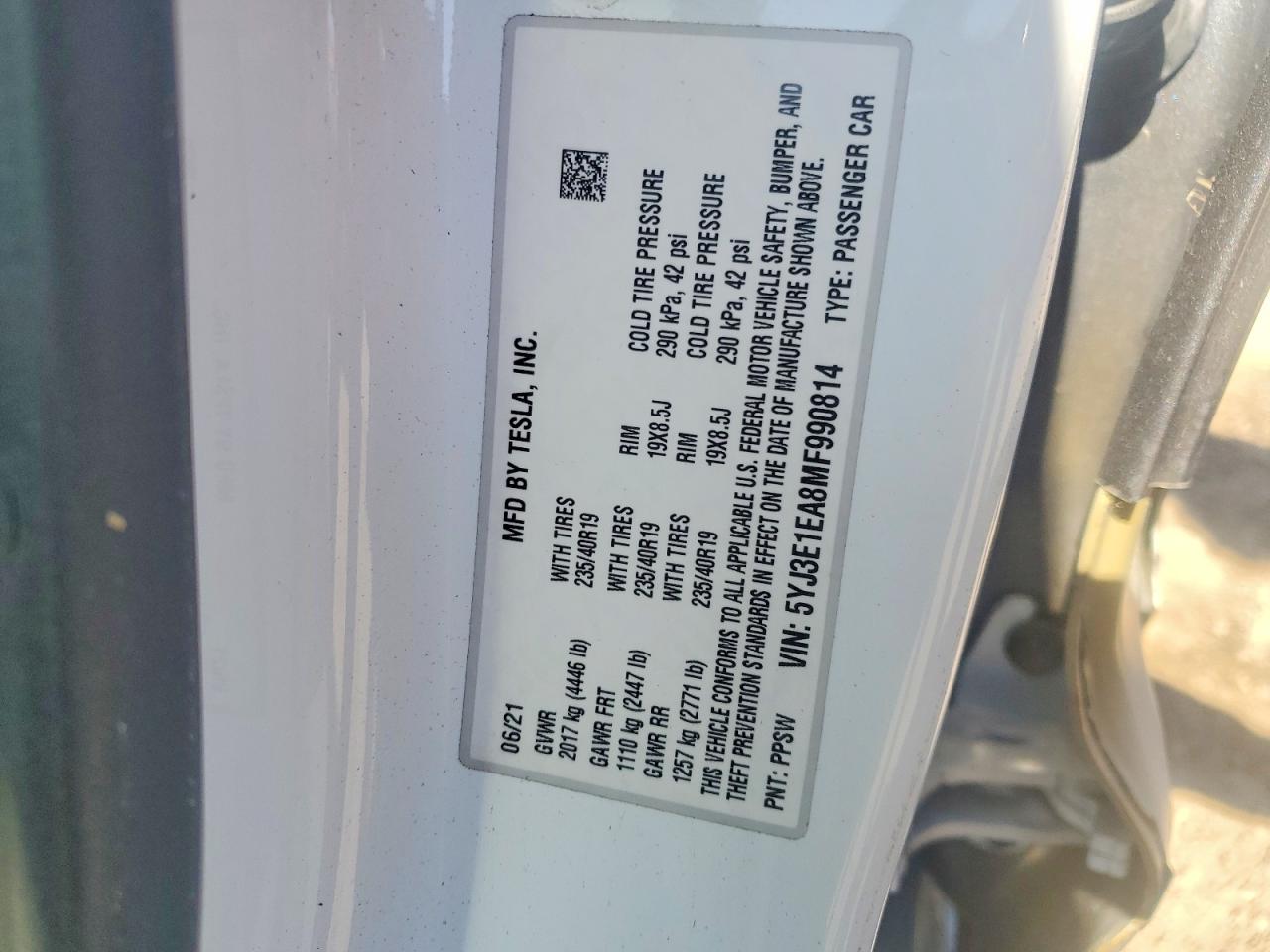 2021 TESLA MODEL 3 photo 12