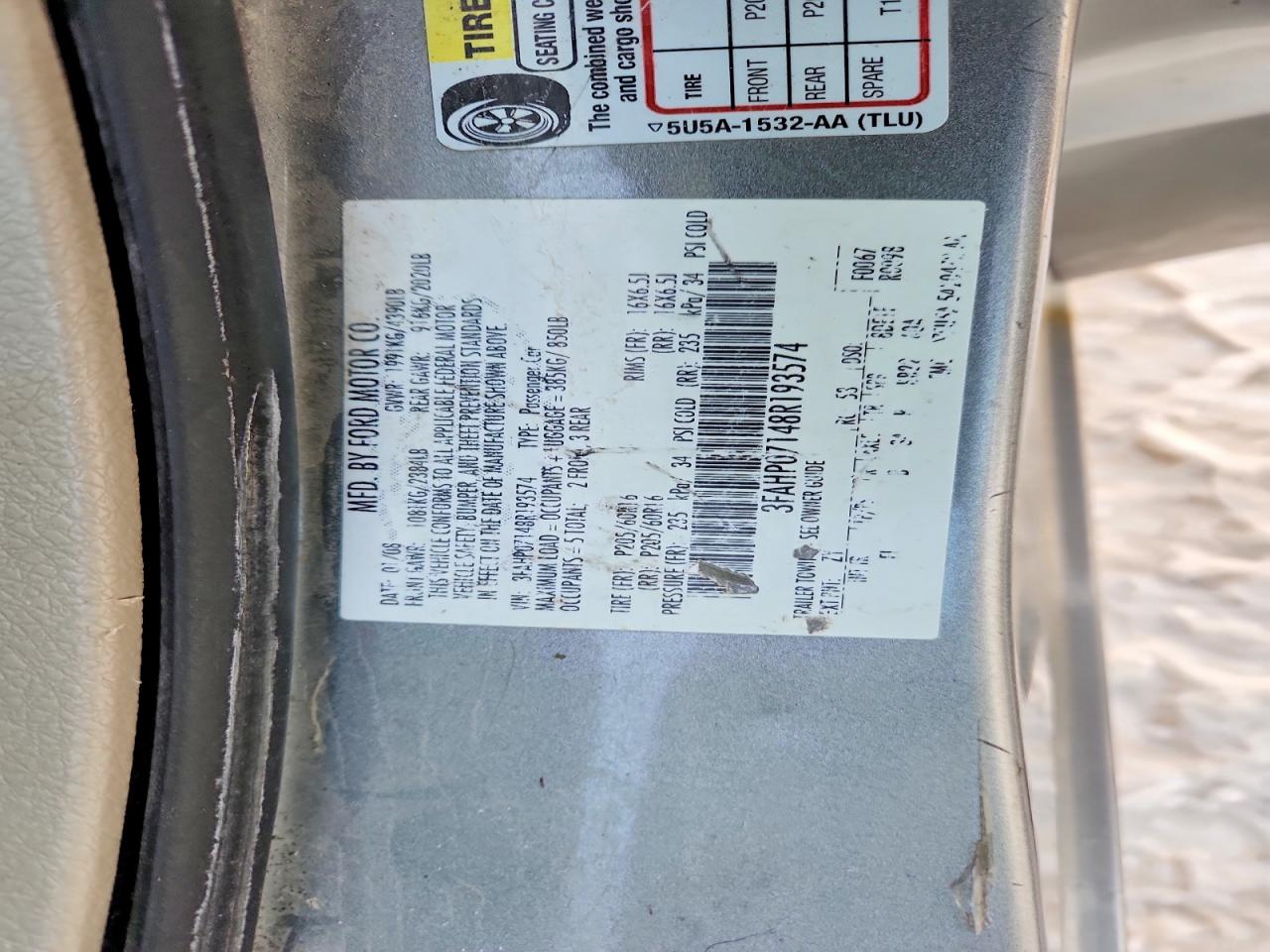 2008 FORD FUSION SE photo 12