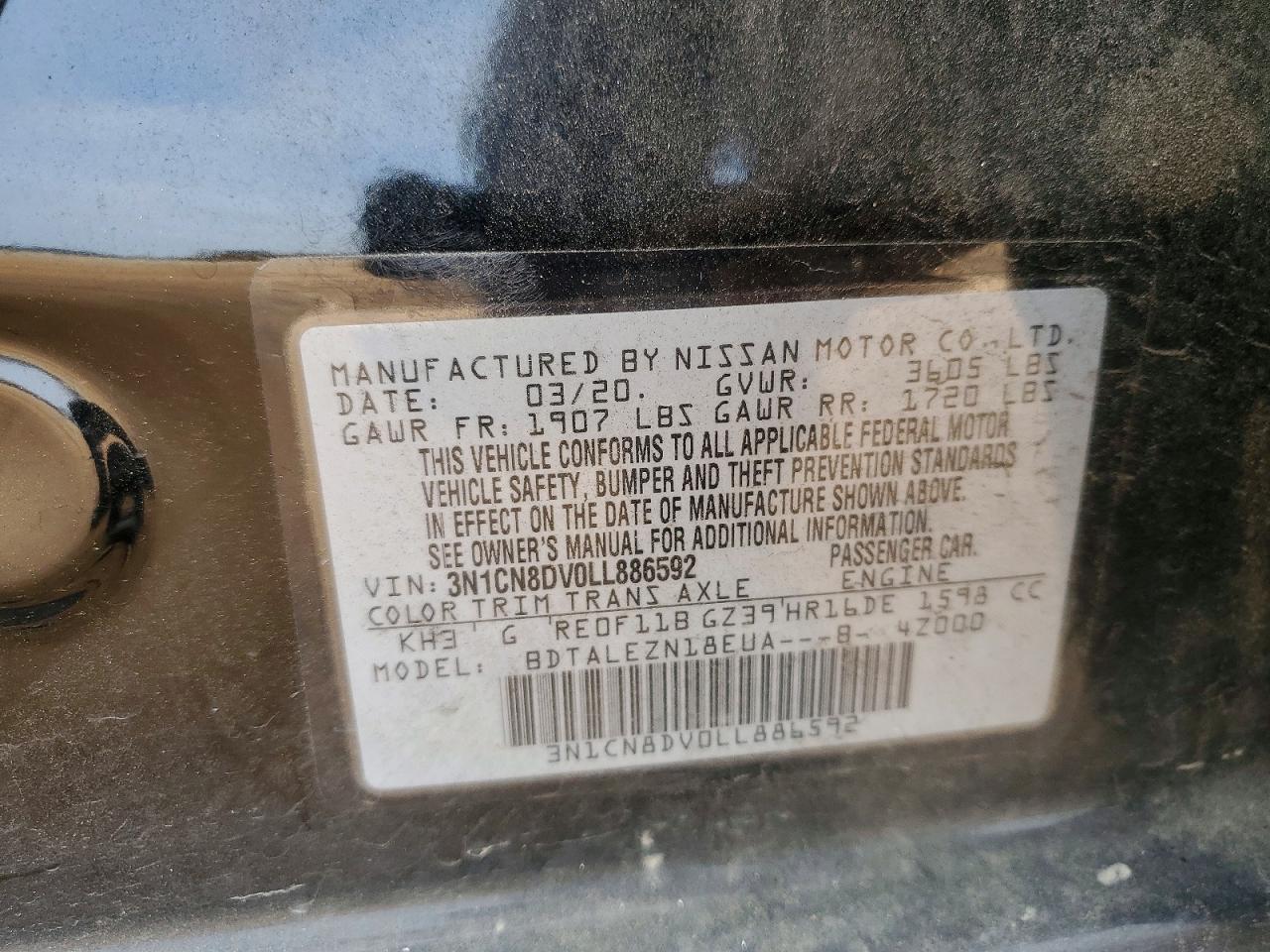 2020 NISSAN VERSA S photo 12