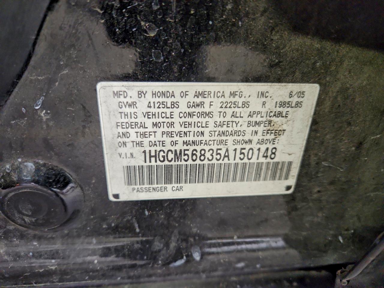 2005 HONDA ACCORD EX photo 12