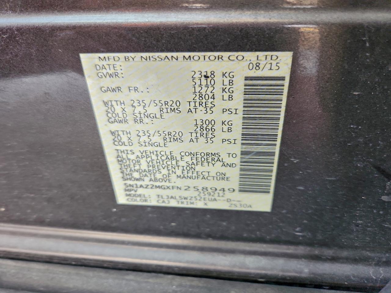 2015 NISSAN MURANO S photo 12
