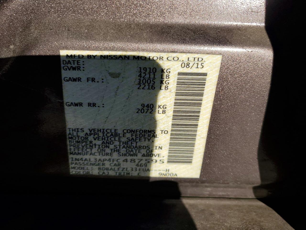 2015 NISSAN ALTIMA 2.5 photo 12