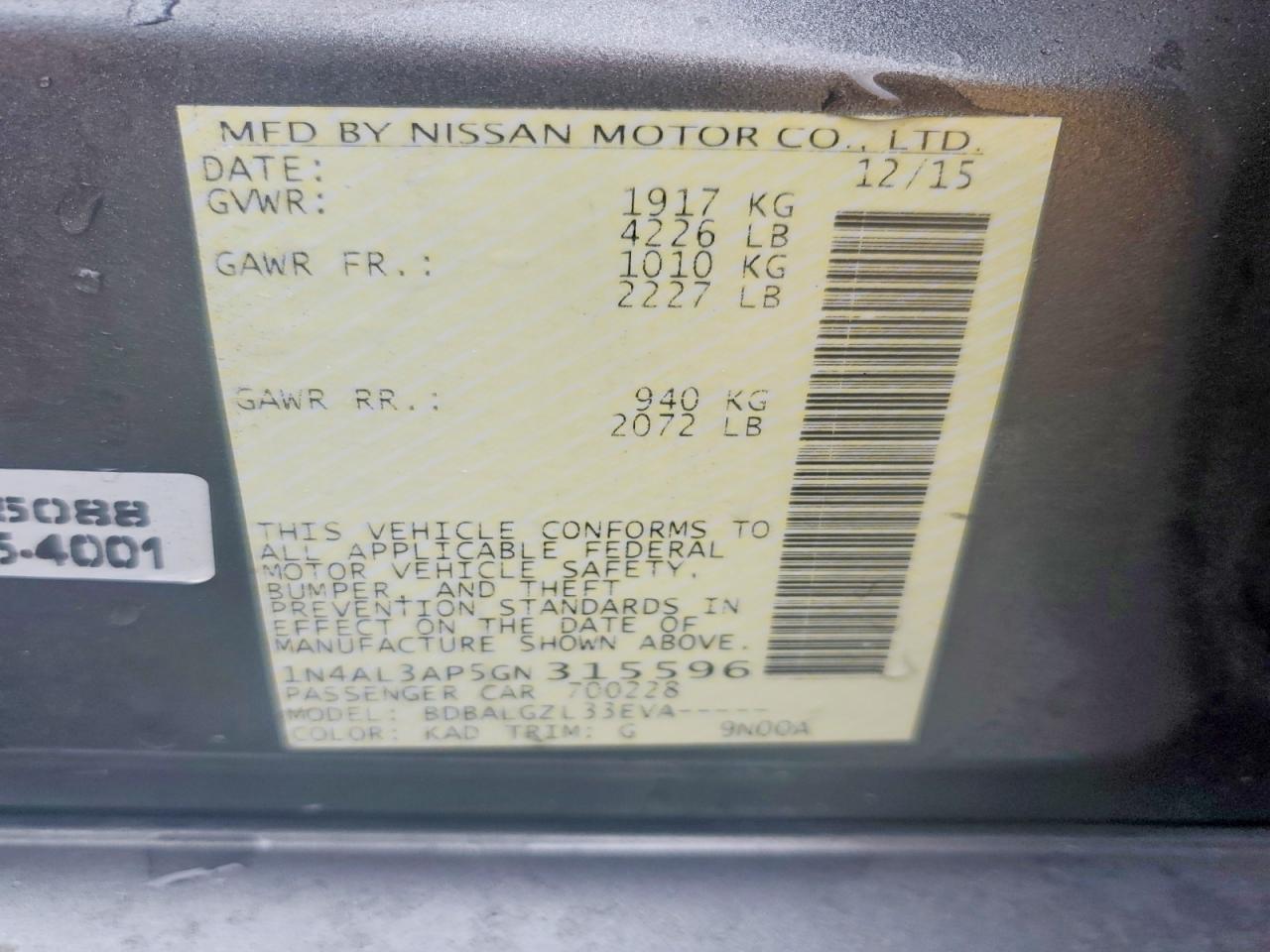 2016 NISSAN ALTIMA 2.5 photo 23