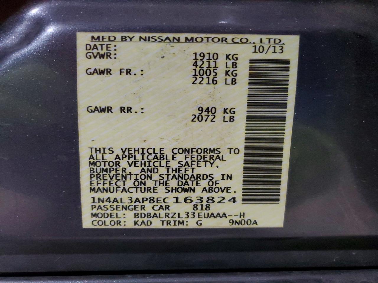 2014 NISSAN ALTIMA 2.5 photo 12