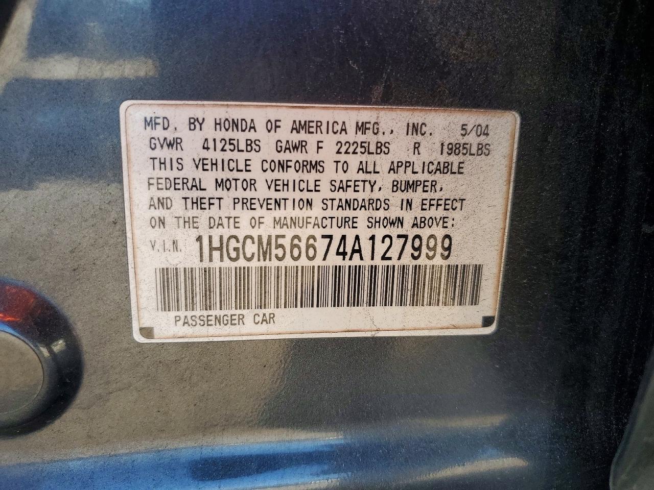 2004 HONDA ACCORD EX photo 12