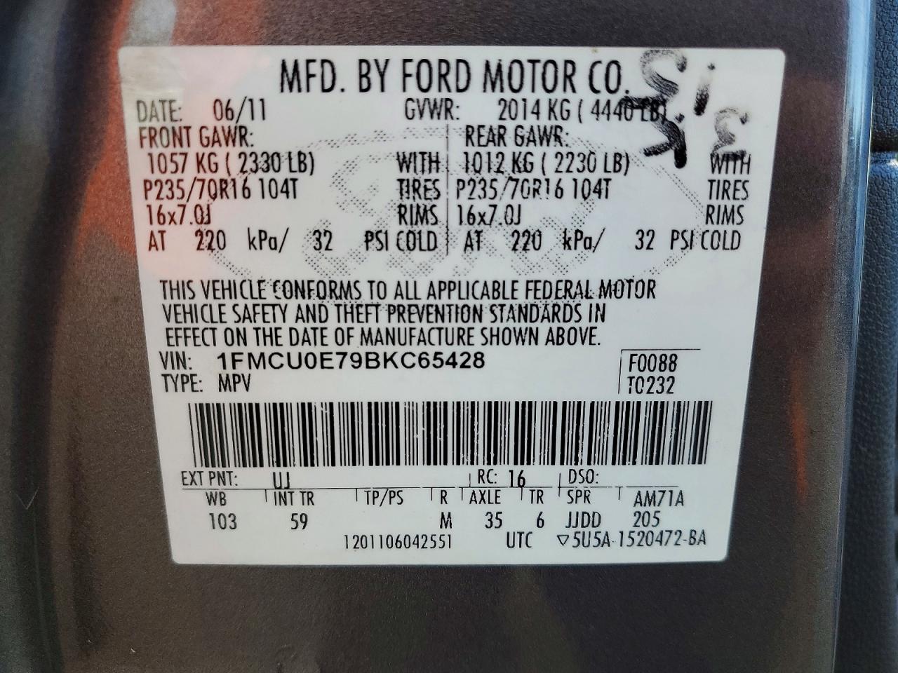 2011 FORD ESCAPE LIMITED photo 14