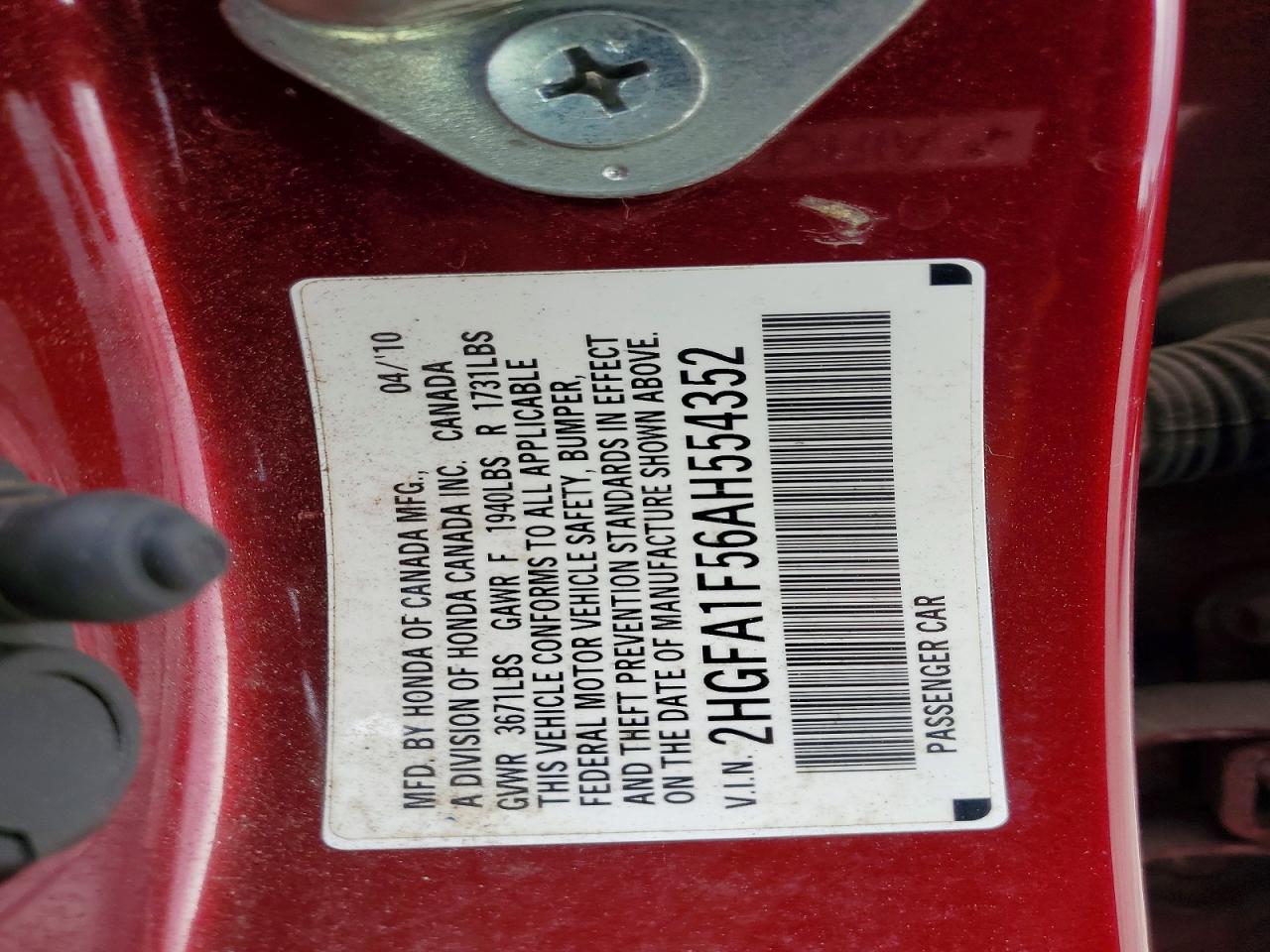 2010 HONDA CIVIC LX photo 12
