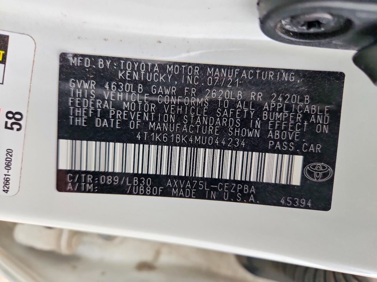 2021 TOYOTA CAMRY XSE photo 12