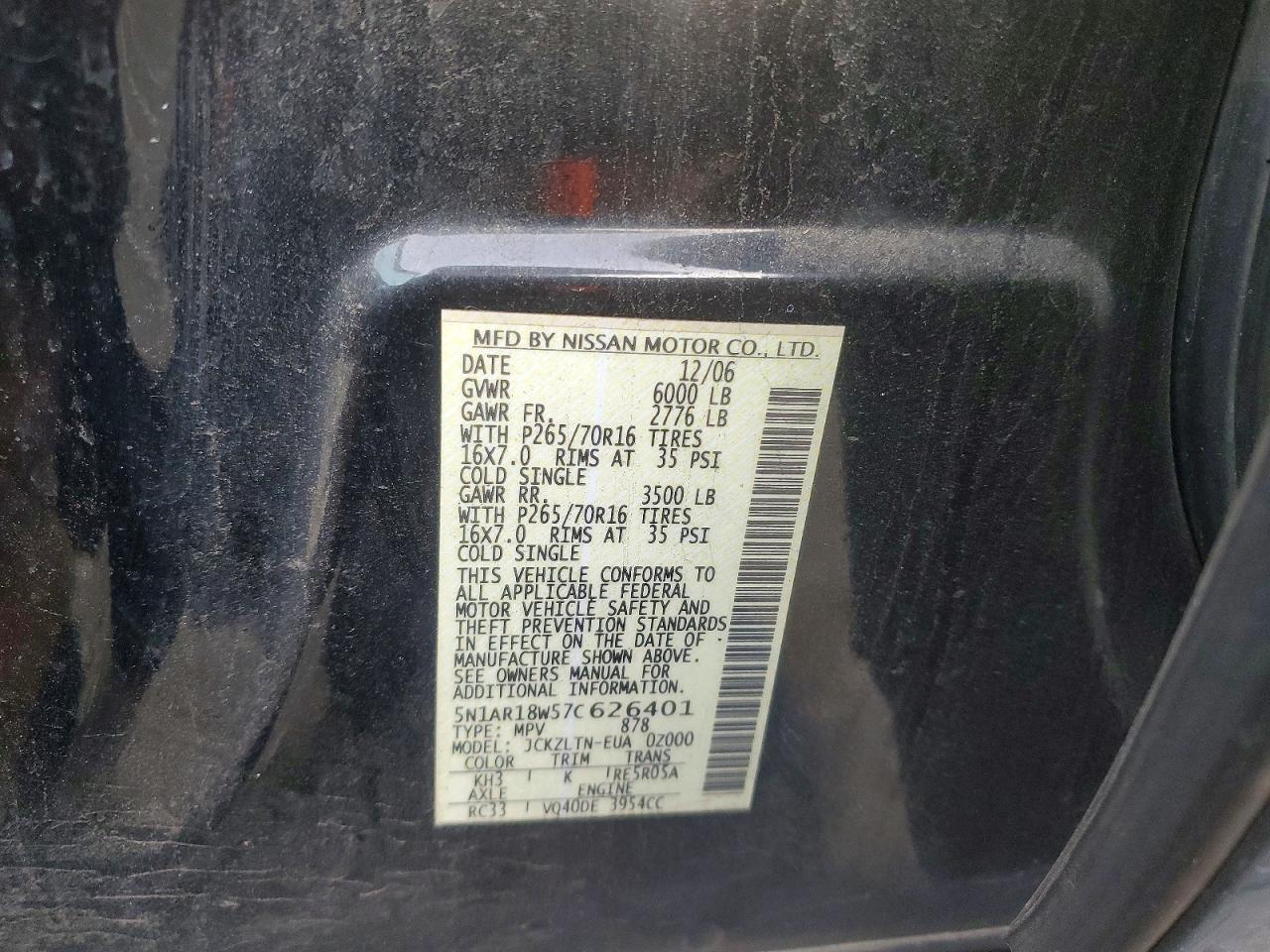 2007 NISSAN PATHFINDER LE photo 13