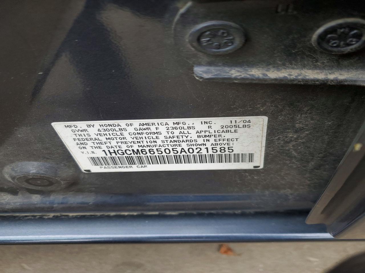 2005 HONDA ACCORD EX photo 12