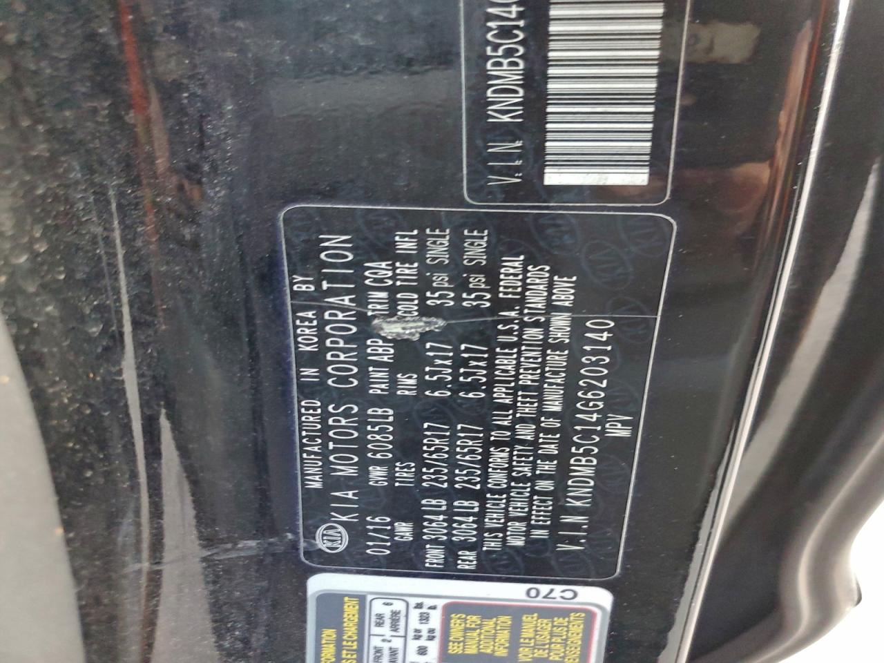 2016 KIA SEDONA LX photo 13