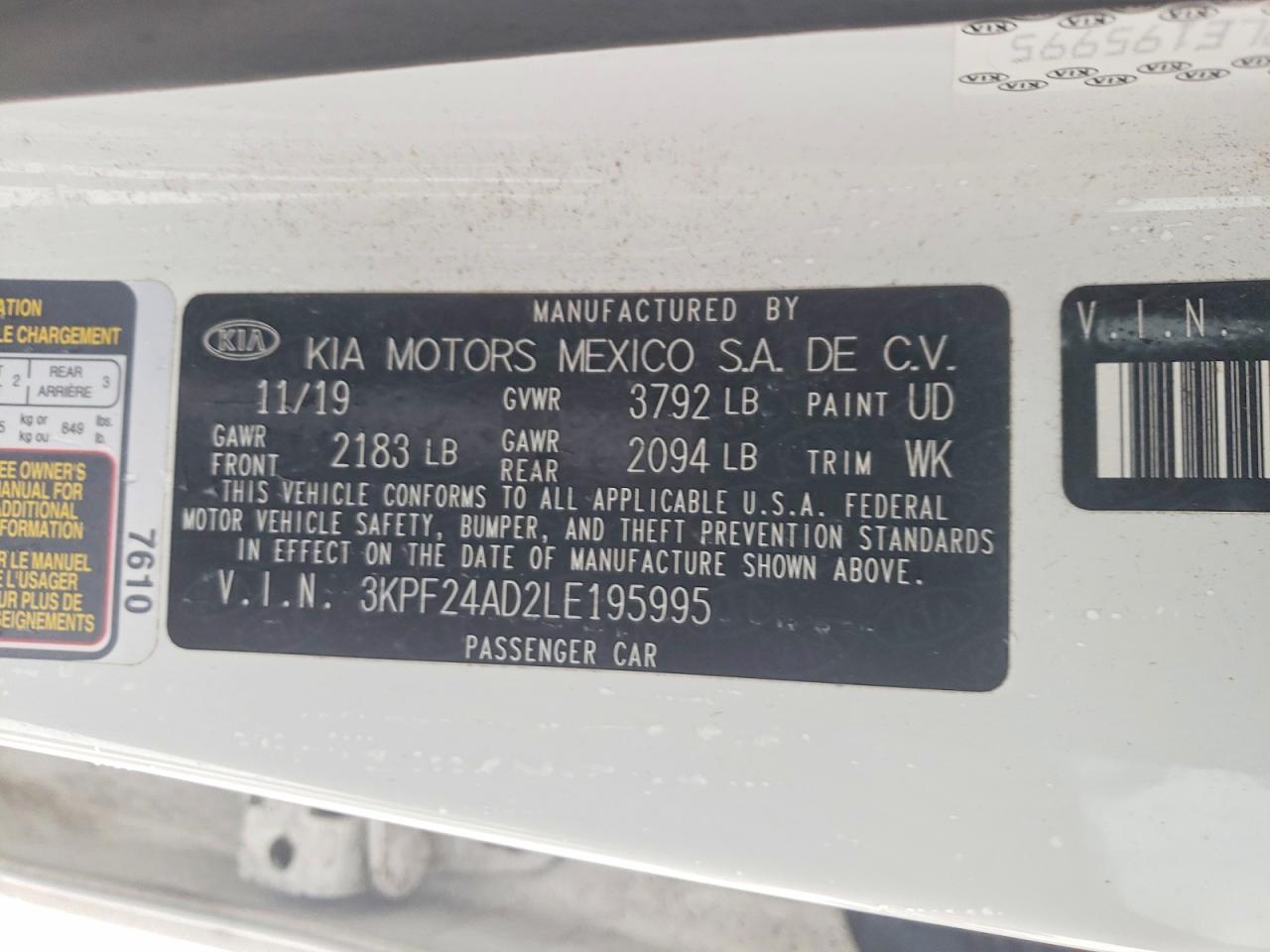 2020 KIA FORTE FE photo 13