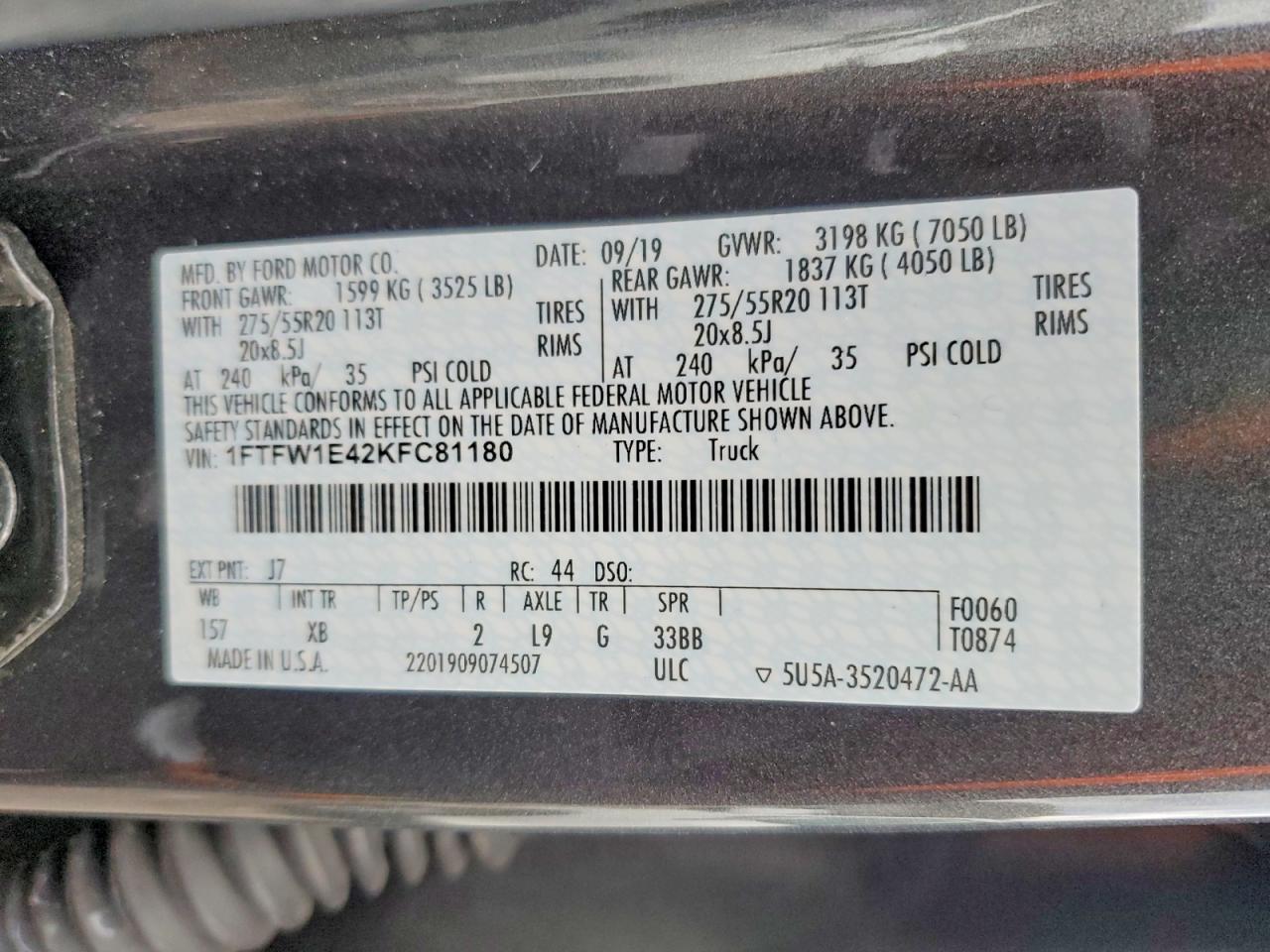 2019 FORD F150 SUPERCREW photo 12