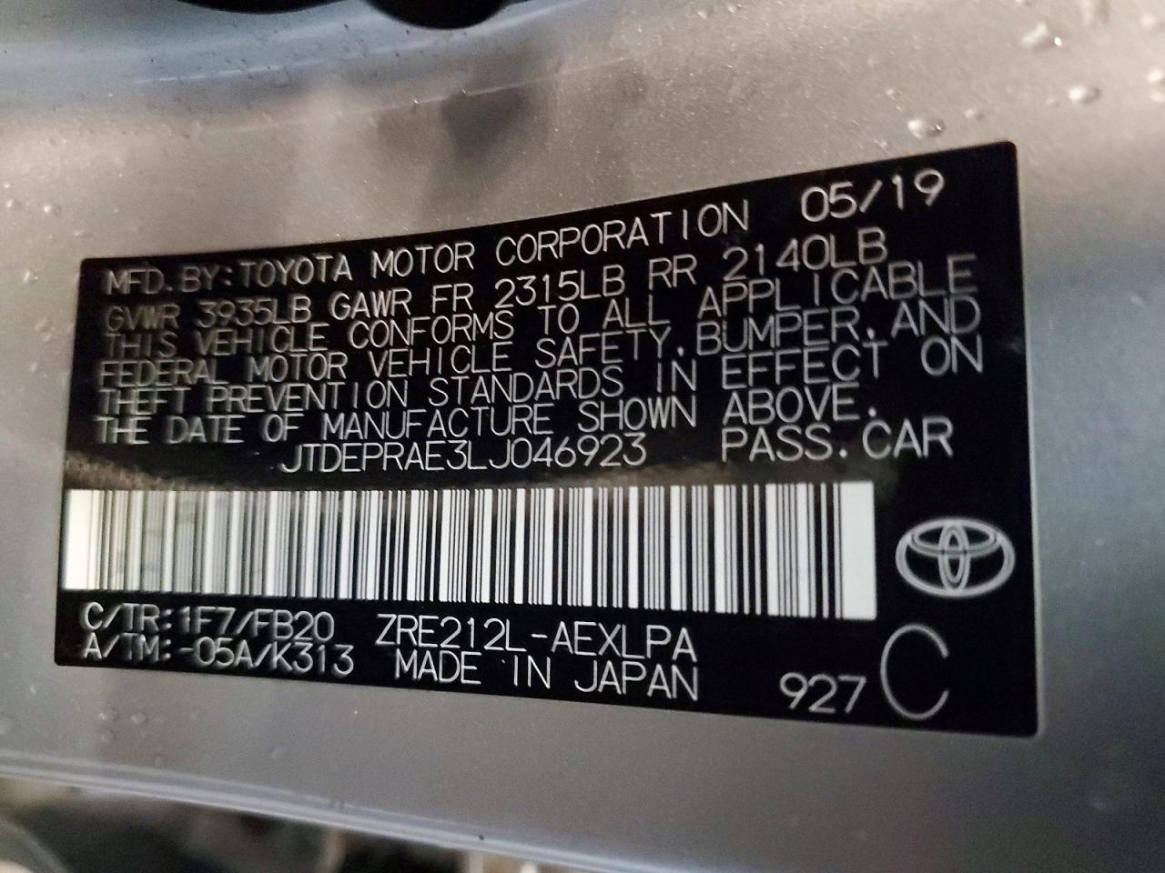 2020 TOYOTA COROLLA LE photo 13